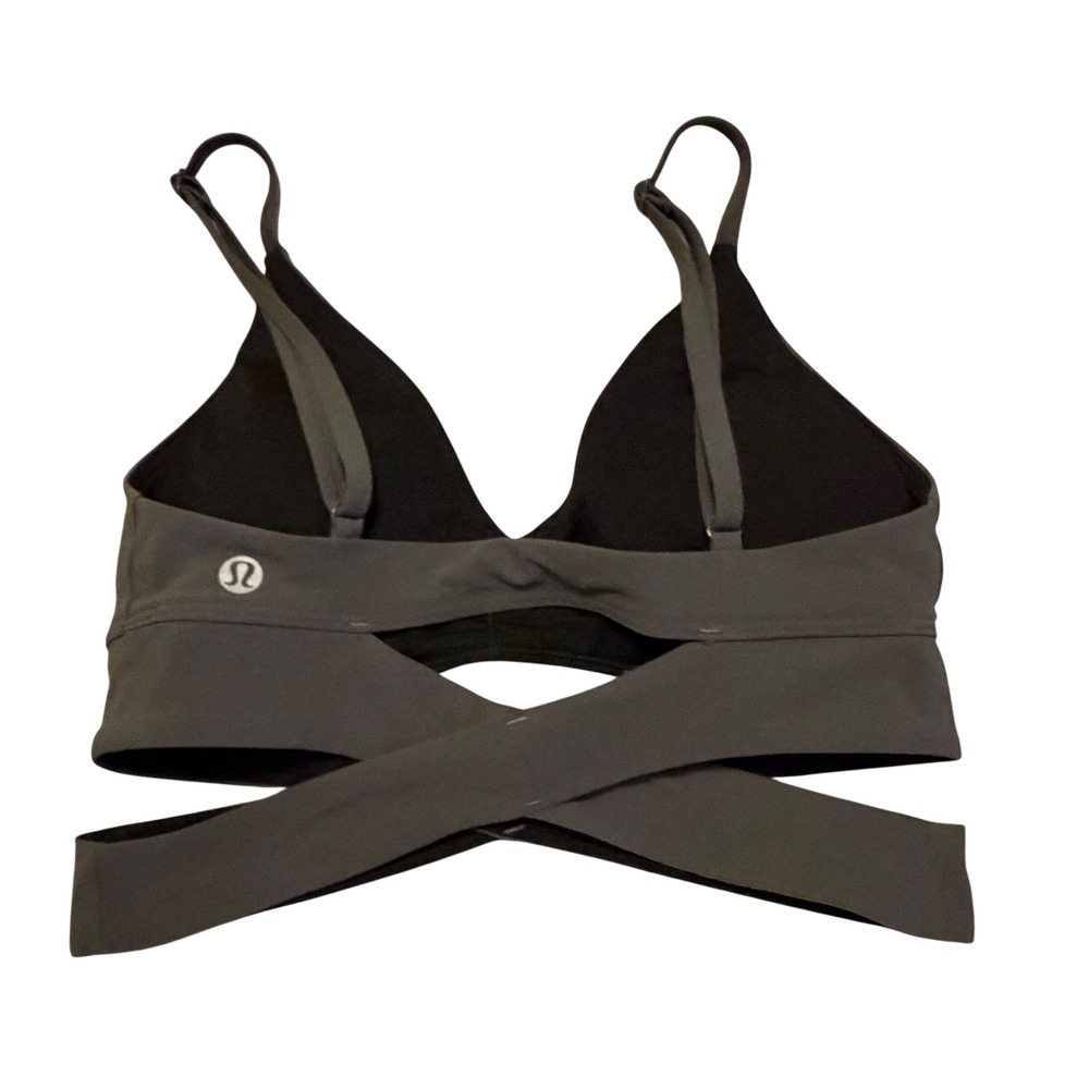 Lululemon Push Your Limits Bra Dark Gray LW2BZSS Wrap Cutout Sports Bra Womens 2 - Picture 2 of 3
